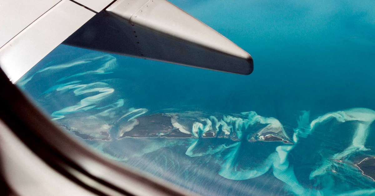 View of an island from an airplane