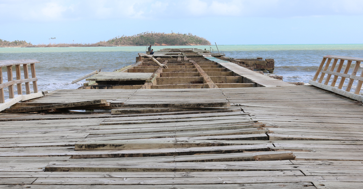 Weathered dock with splintered wood