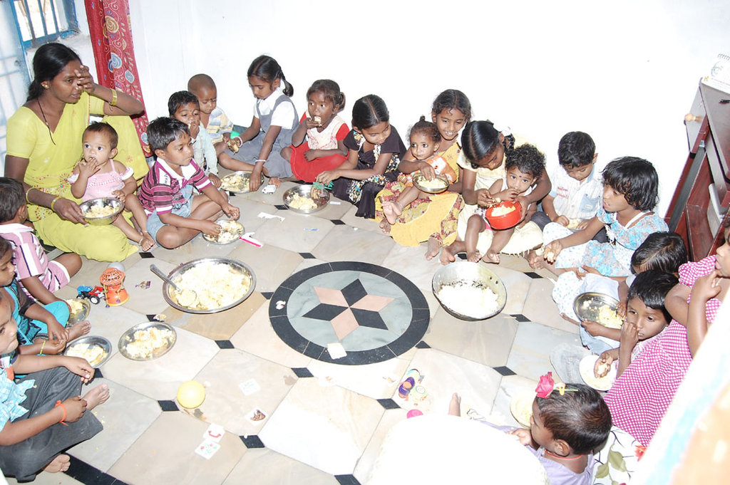 Provide mid day meals for poor Children in Creches